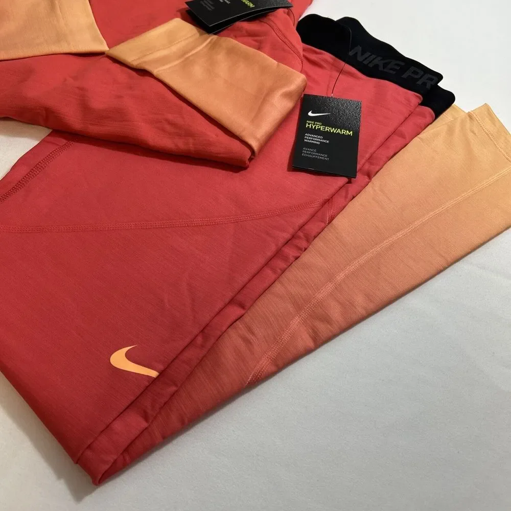 Nike Pro Women's‎ Hyperwarm Fade Training Large Top Medium Pants Coral Peach